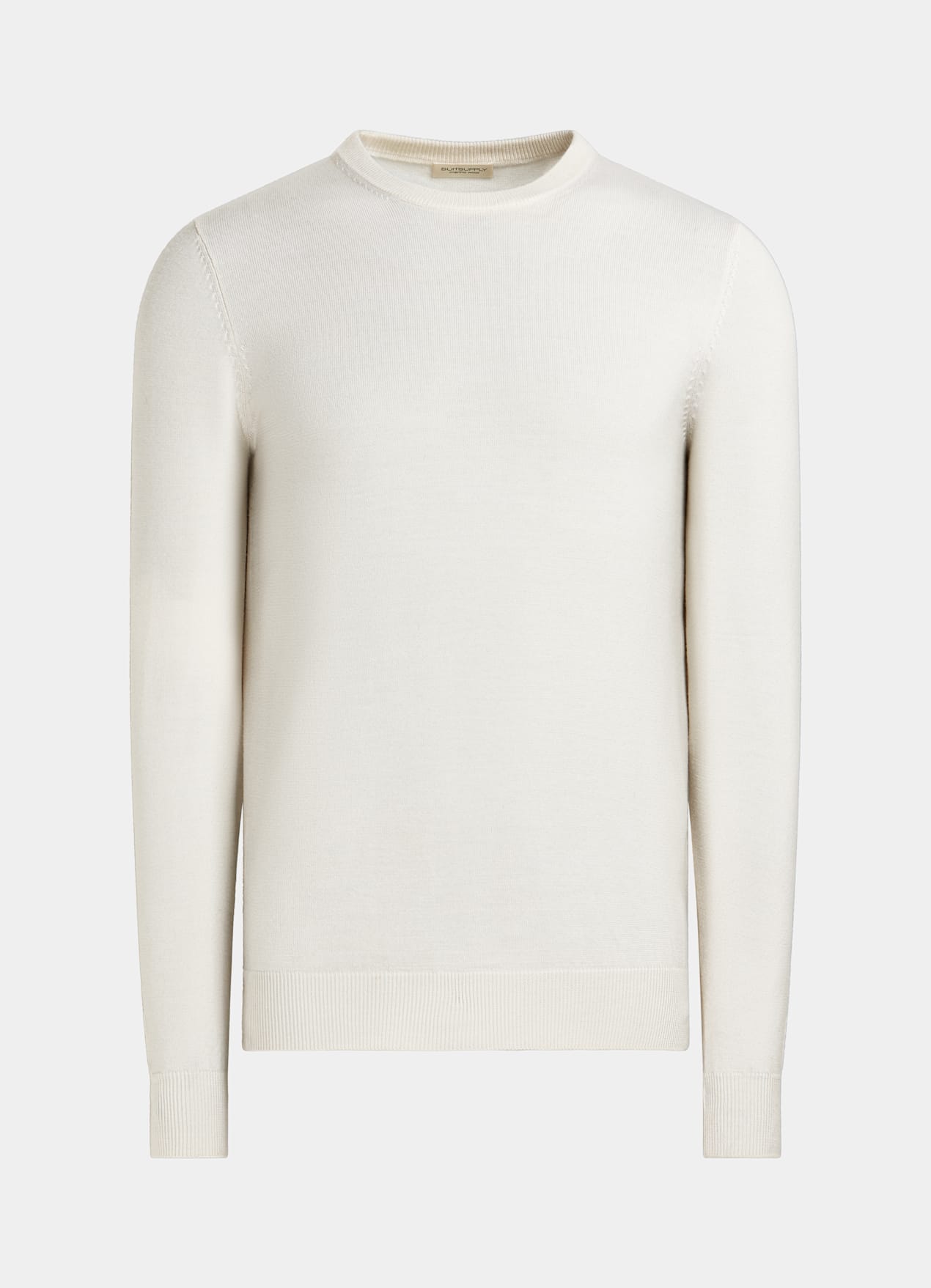 Pull col rond Merino blanc cassé