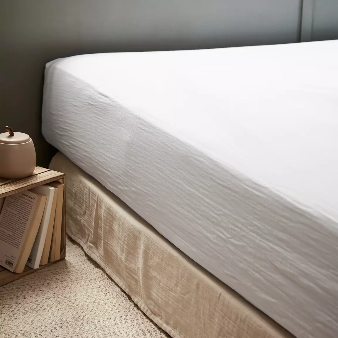 Drap housse gaze de coton (200 x 200 cm) Gaïa Blanc chantilly