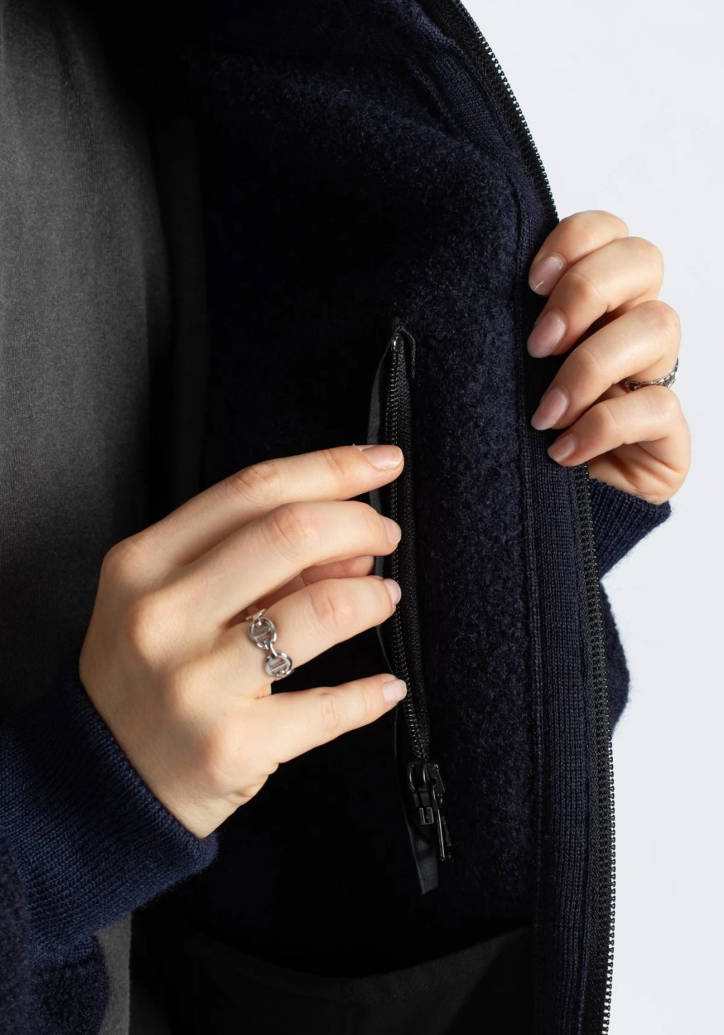 Jeckybeng The Natural Wool Fleece Jacket Navy