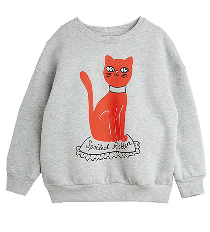 Mini Rodini Sweatshirt - Cat - Grey Melange