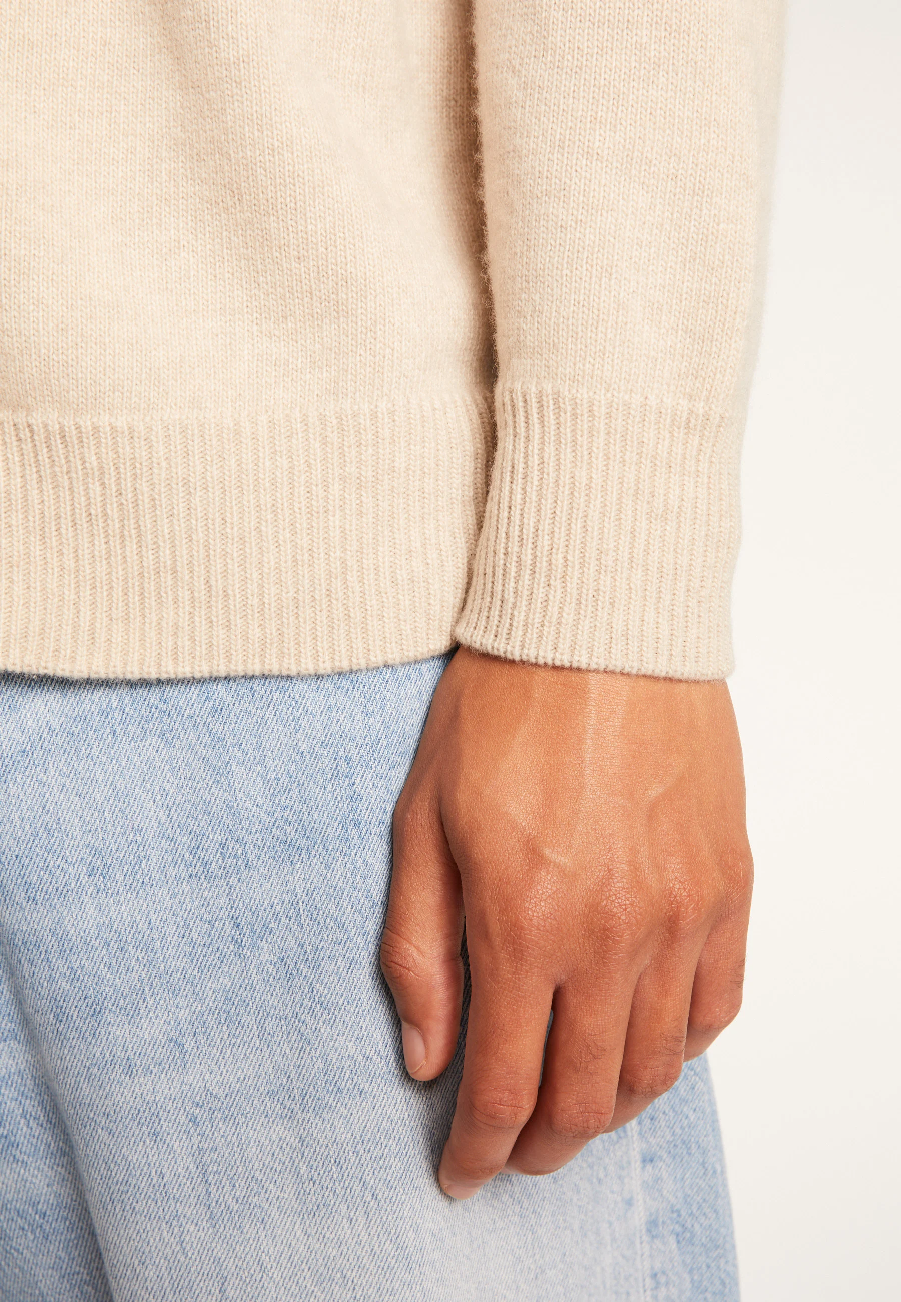 THOMAS - Pull col rond en laine mérinos | Beige