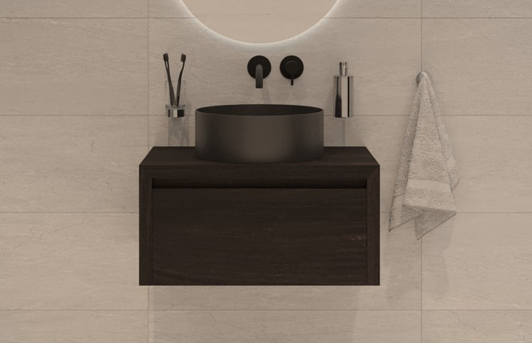 SCHADEMODEL: SaniGoods Alvares badmeubel 80cm zonder waskom eiken charcoal