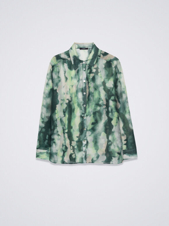 Camisa de liocel estampada - Marrom