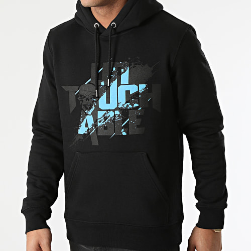 Sweat Capuche Splatter Noir Bleu
