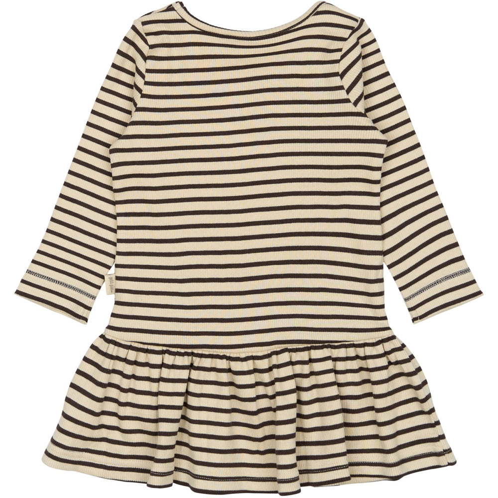Køb Petit Piao Coffee Bean/off White Kjole L/S Modal Striped