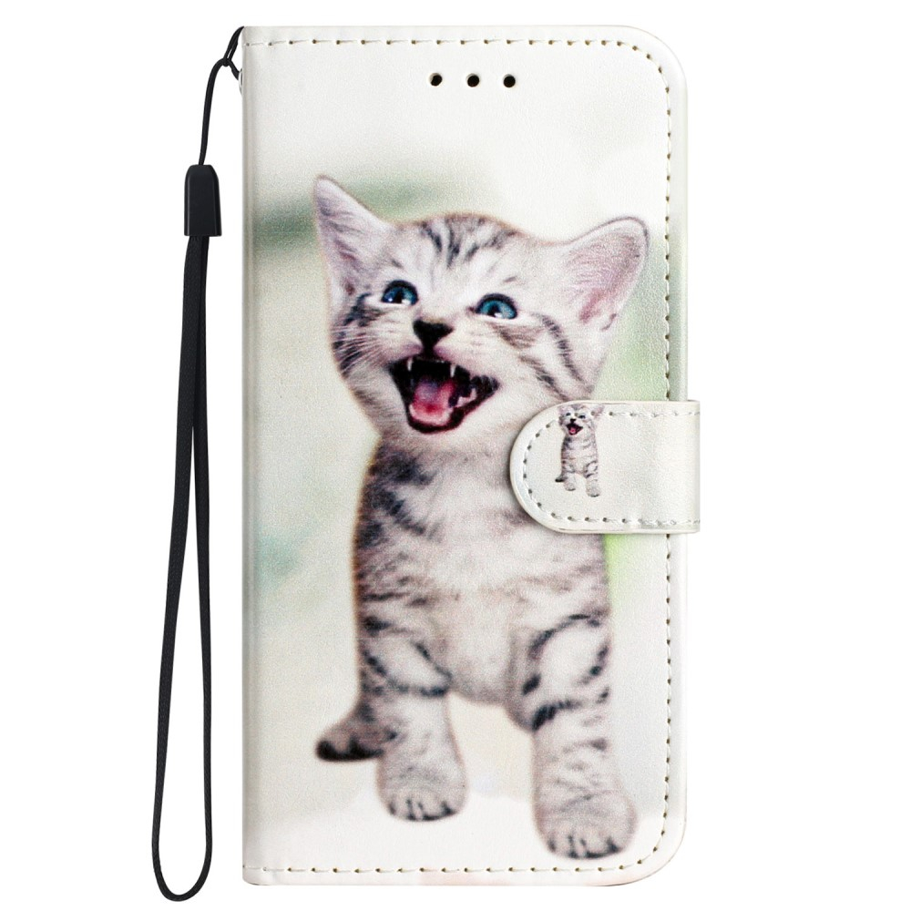 iPhone 16 Leder Tasche Hülle mit Kartenfach Kitten