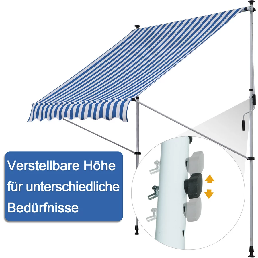 Outsunny Klemmmarkise mit Handkurbel blau