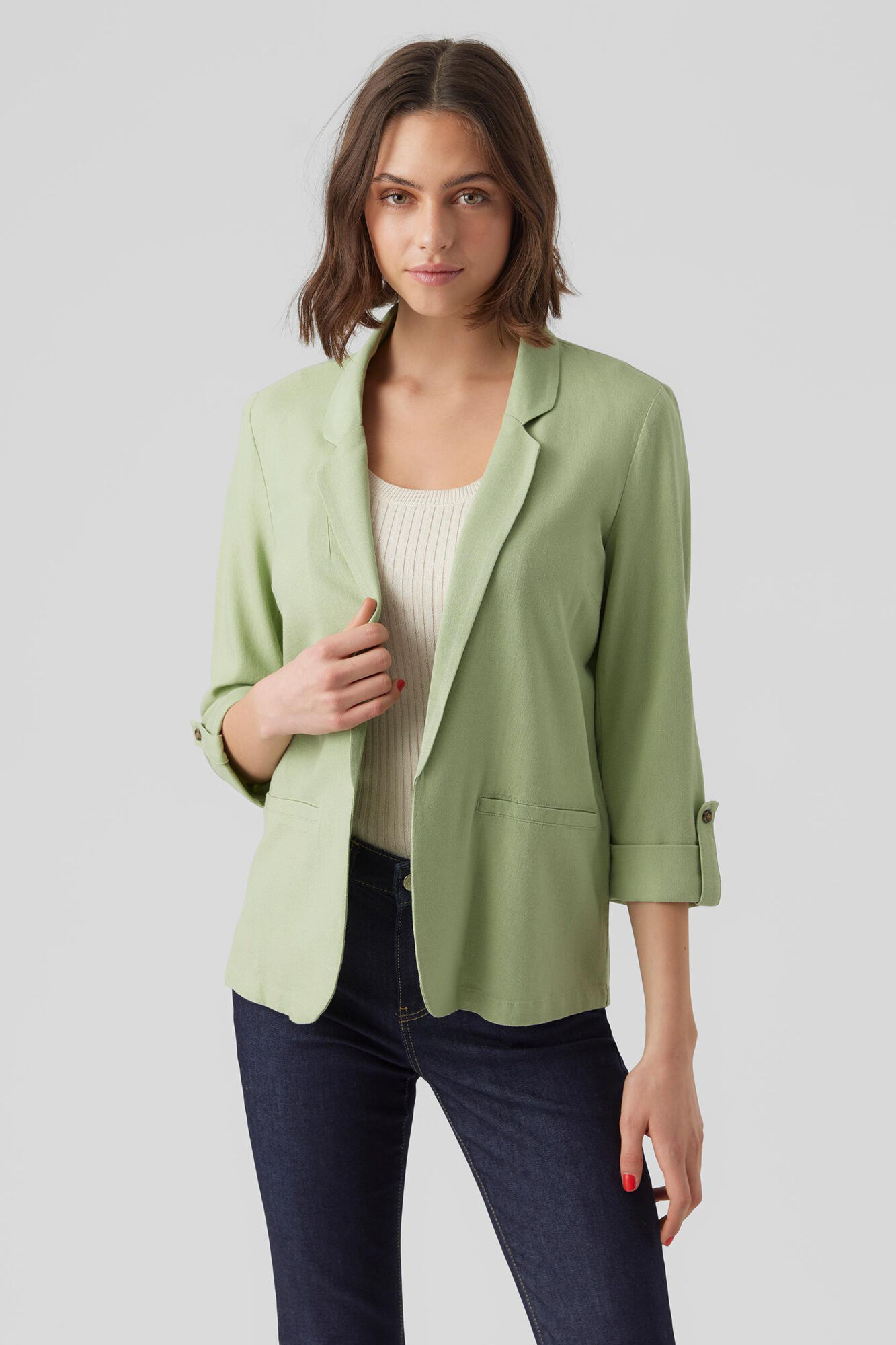 Blazer 3/4 Manga em Linho - Verde