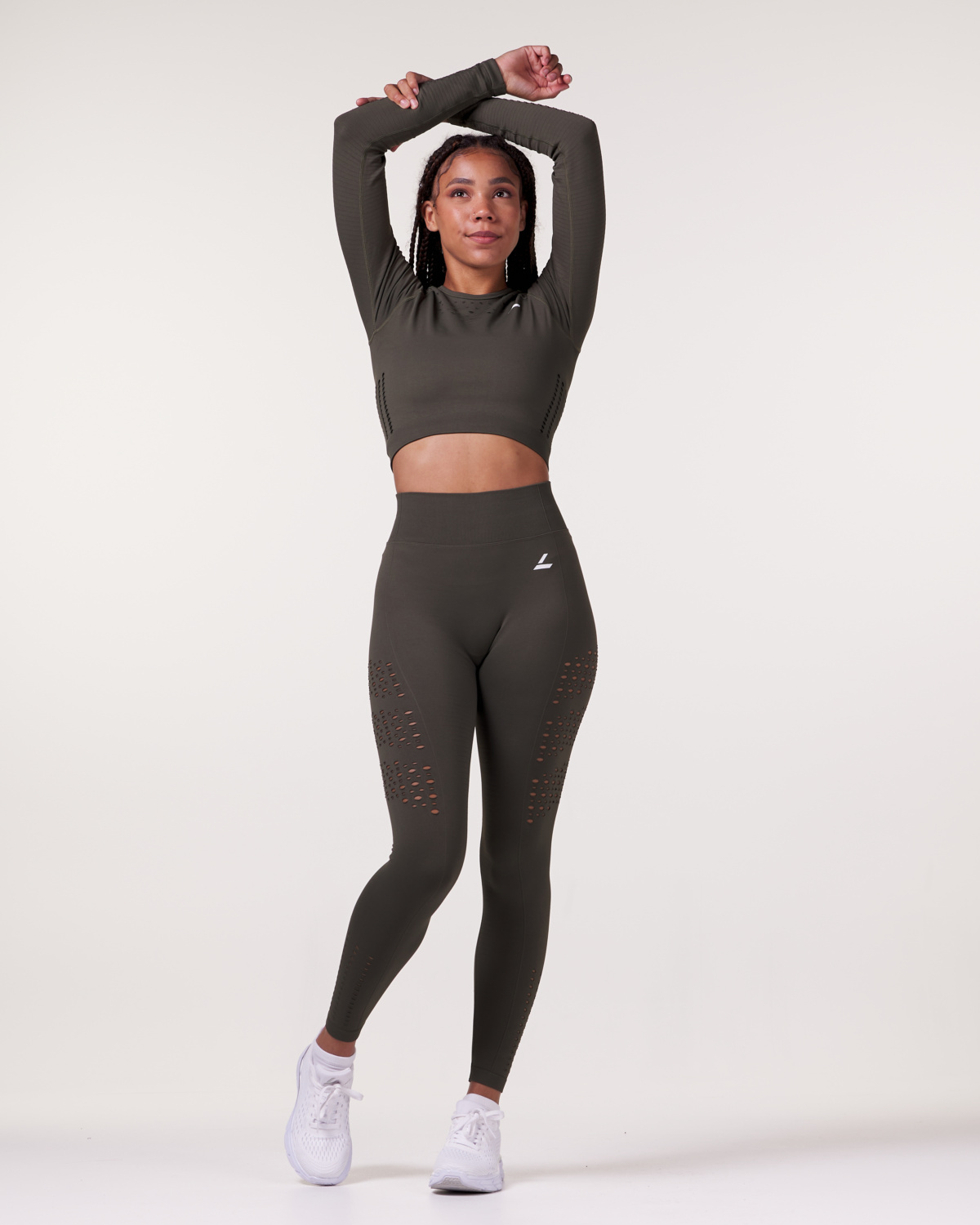 LEVITY Fade Mesh Seamless Tights Green Forest