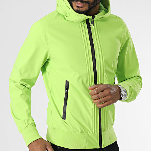 Veste Zippée A Capuche Vert Fluo