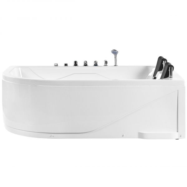 Beliani Banheira de Hidromassagem de Canto Esquerdo Branca em Acrílico com Iluminação led para 2 Pessoas 180x120x70 - 4251682244039