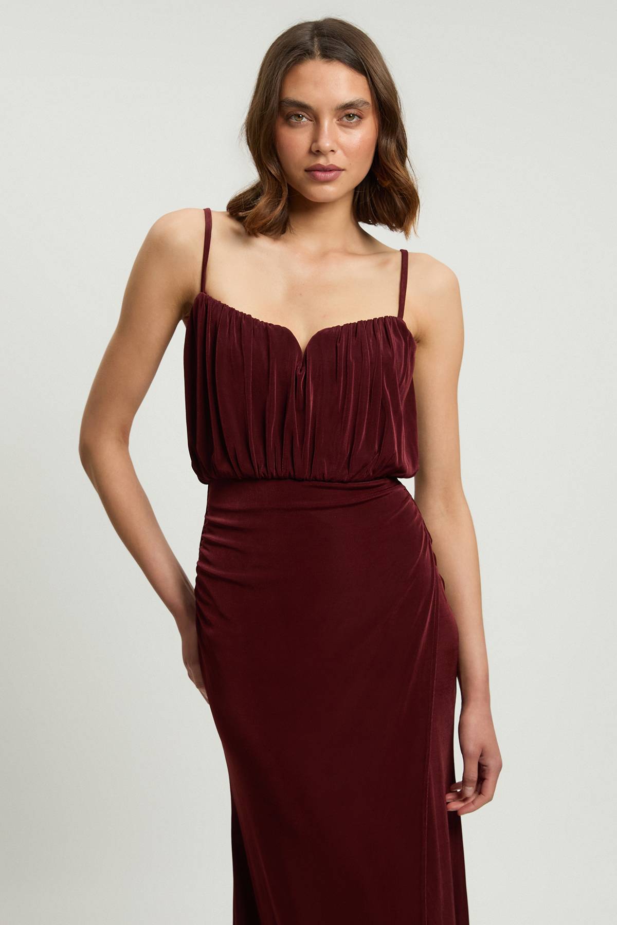 KarenMillen Robe Longue Fendue En Crêpe Drapé Avec Détail Au Corsage