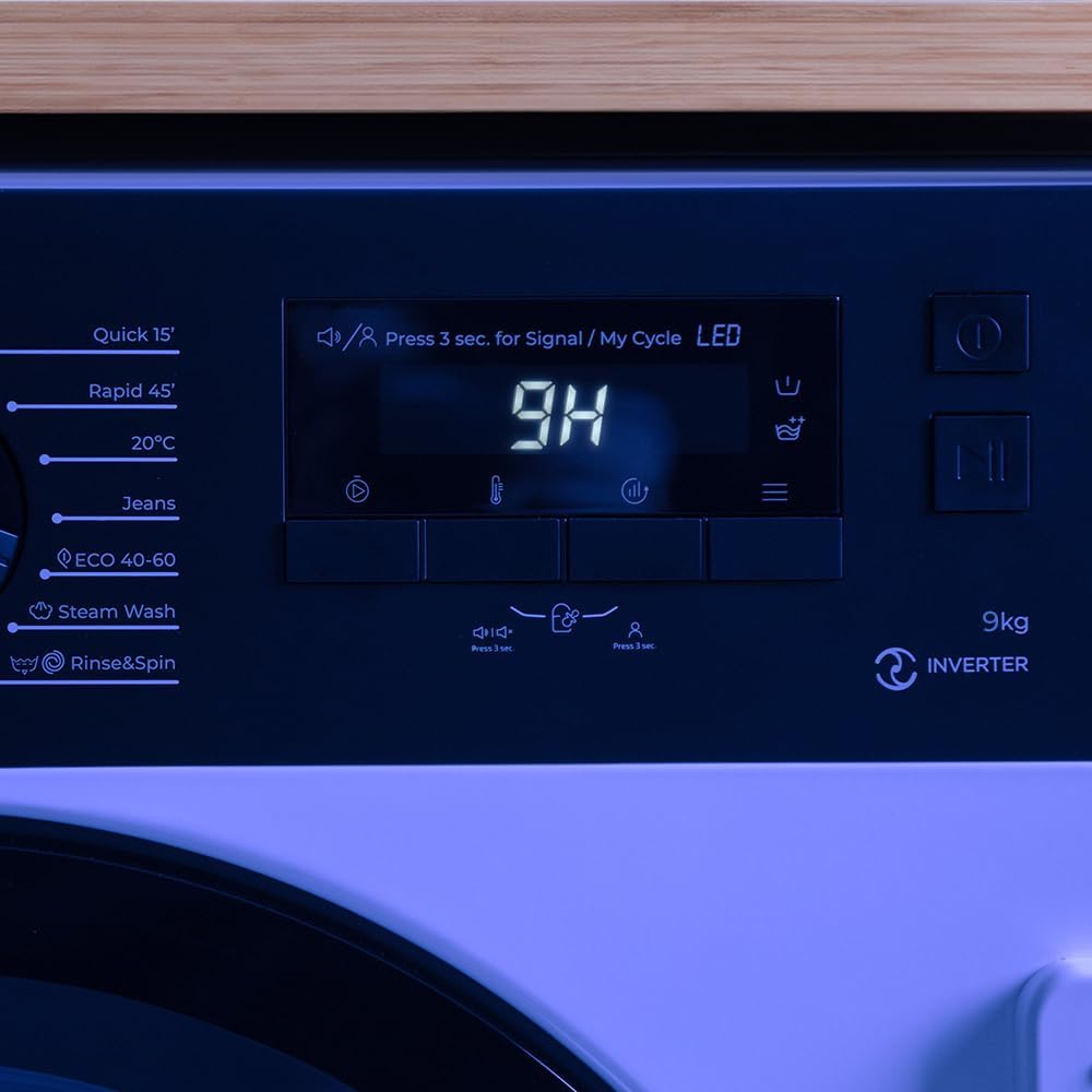 Cecotec 9 kg Carg Front Bolero Dresscode 940 BI Inverter A, 1950 W, 1400 U/min programmierbar, 16 Programmierbare Programme, Energiesparend, Delay Start, LED-Display, Dampf SteamMax.