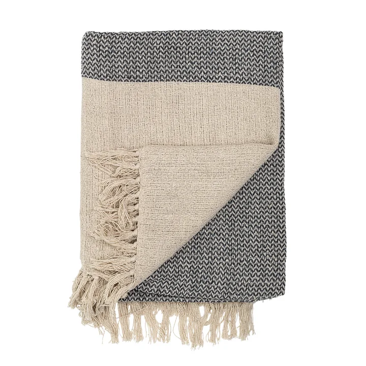 Bloomingville - Decke mit Fransen, 160 x 130 cm, beige