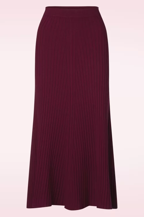 Surkana Ruby gebreide midi rok in bordeaux