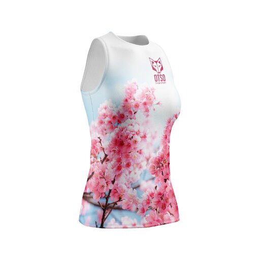 Camiseta sem mangas com estampa de flor de amêndoa