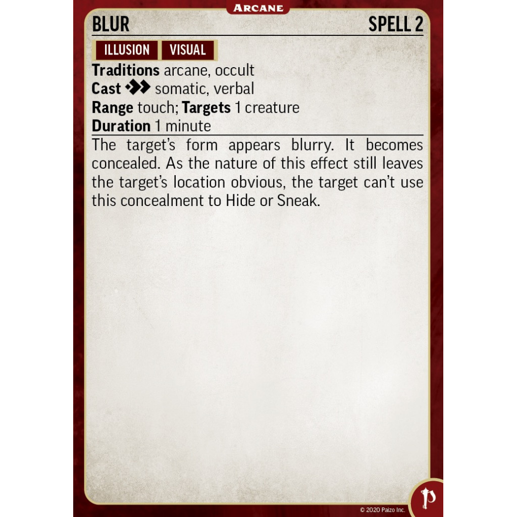 Pathfinder Second Edition - Arcane Spell Cards
