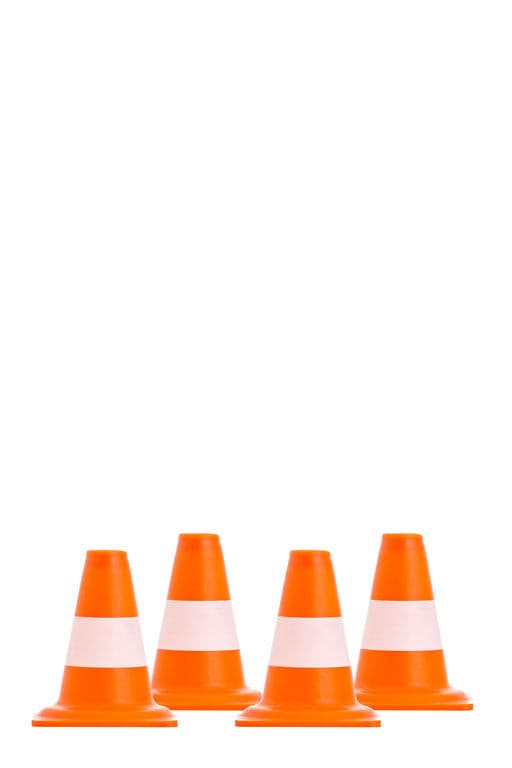 Verkeerskegels, minikegels, pylonen, flexibel PVC, oranje/wit, 20 cm / 4 stuks