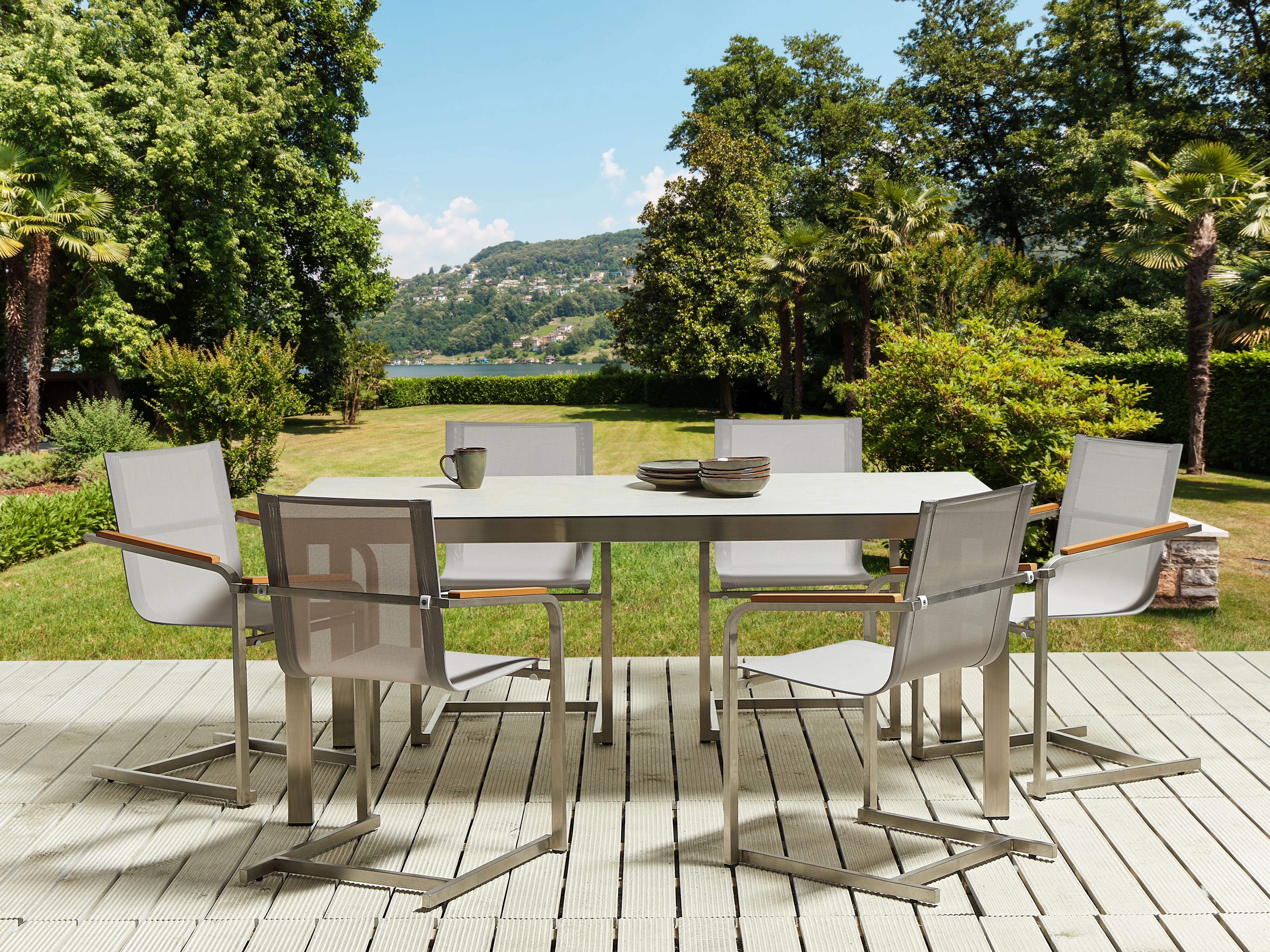 Tuin eettafel COSOLETO 180 cm 90 cm Glas Wit