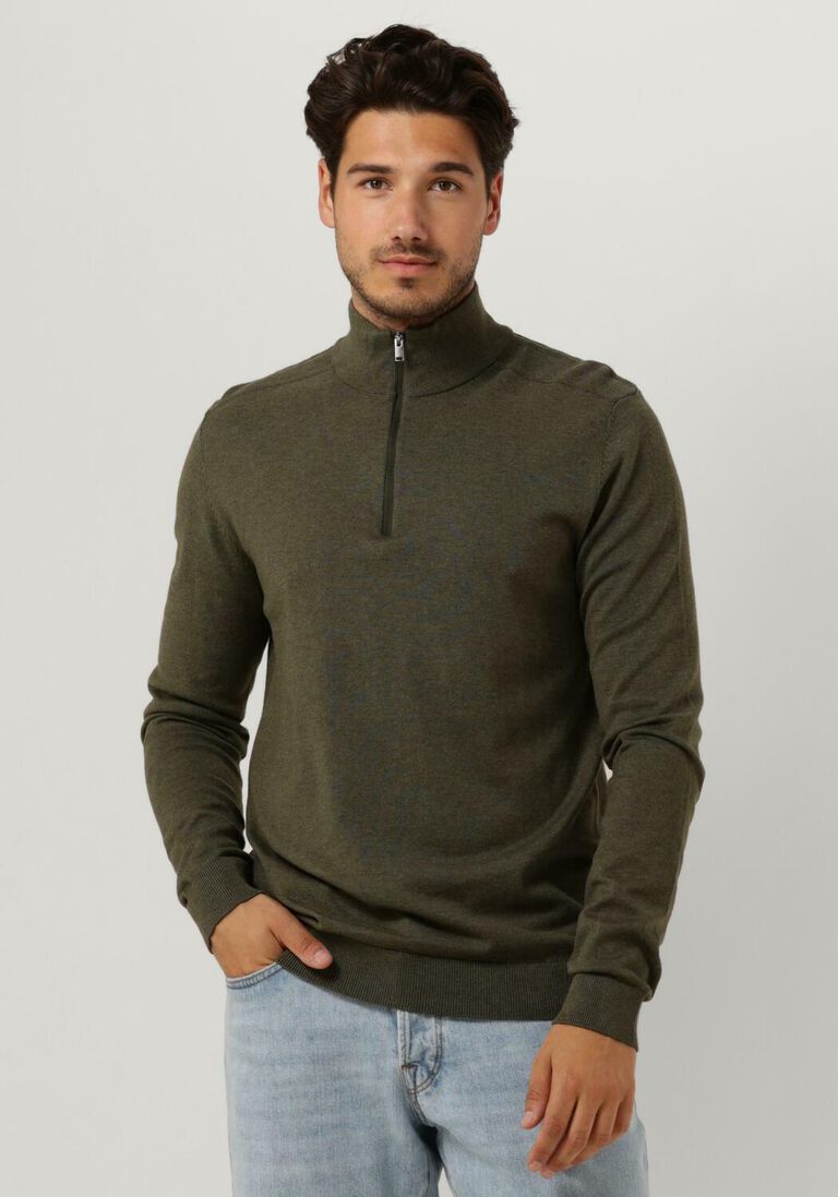 SELECTED HOMME donkergroene selected homme trui slhberg half zip cardigan b noos