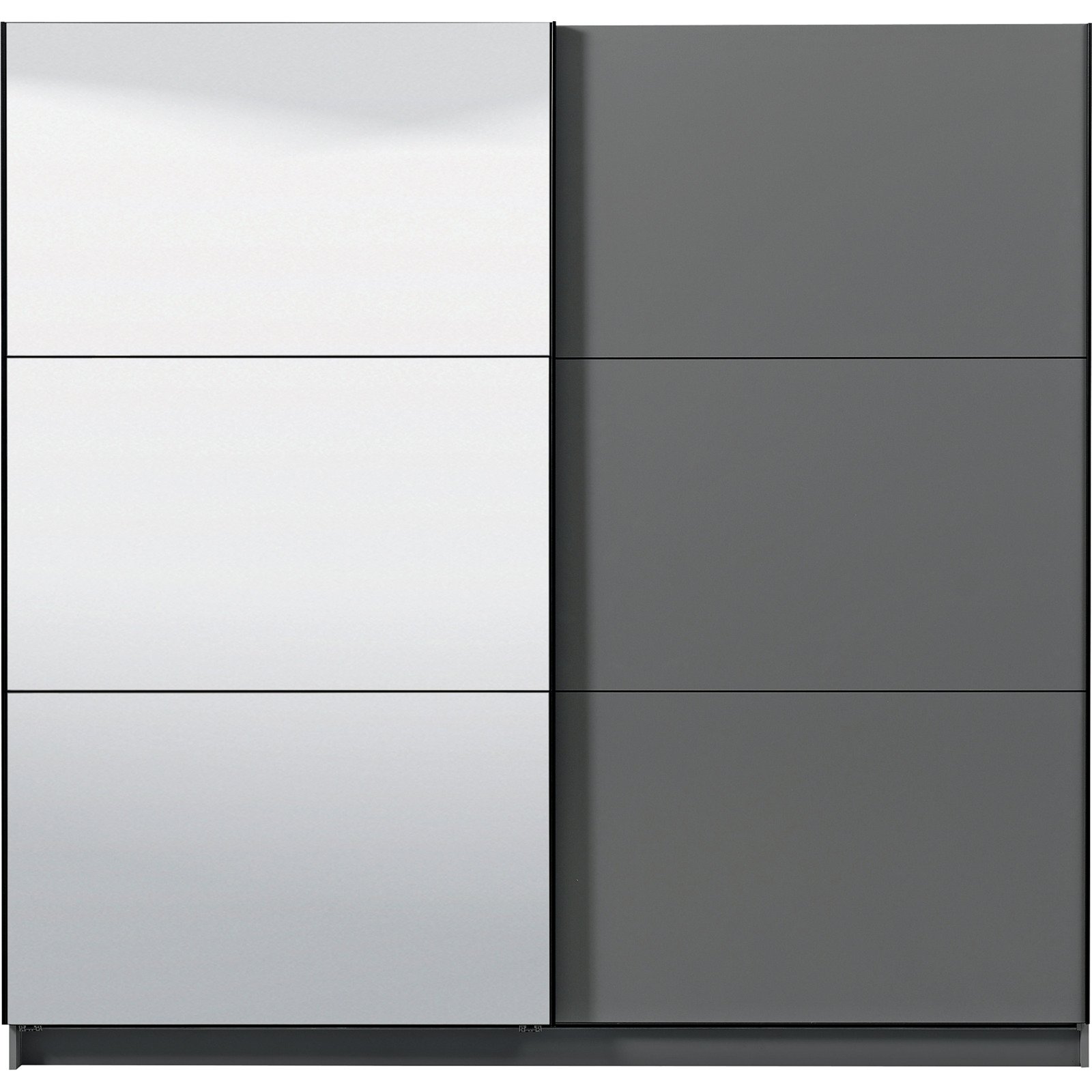 Schwebetürenschrank Sierra Melamin 217 x 210 x 62,5 cm, mit Spiegel graphite