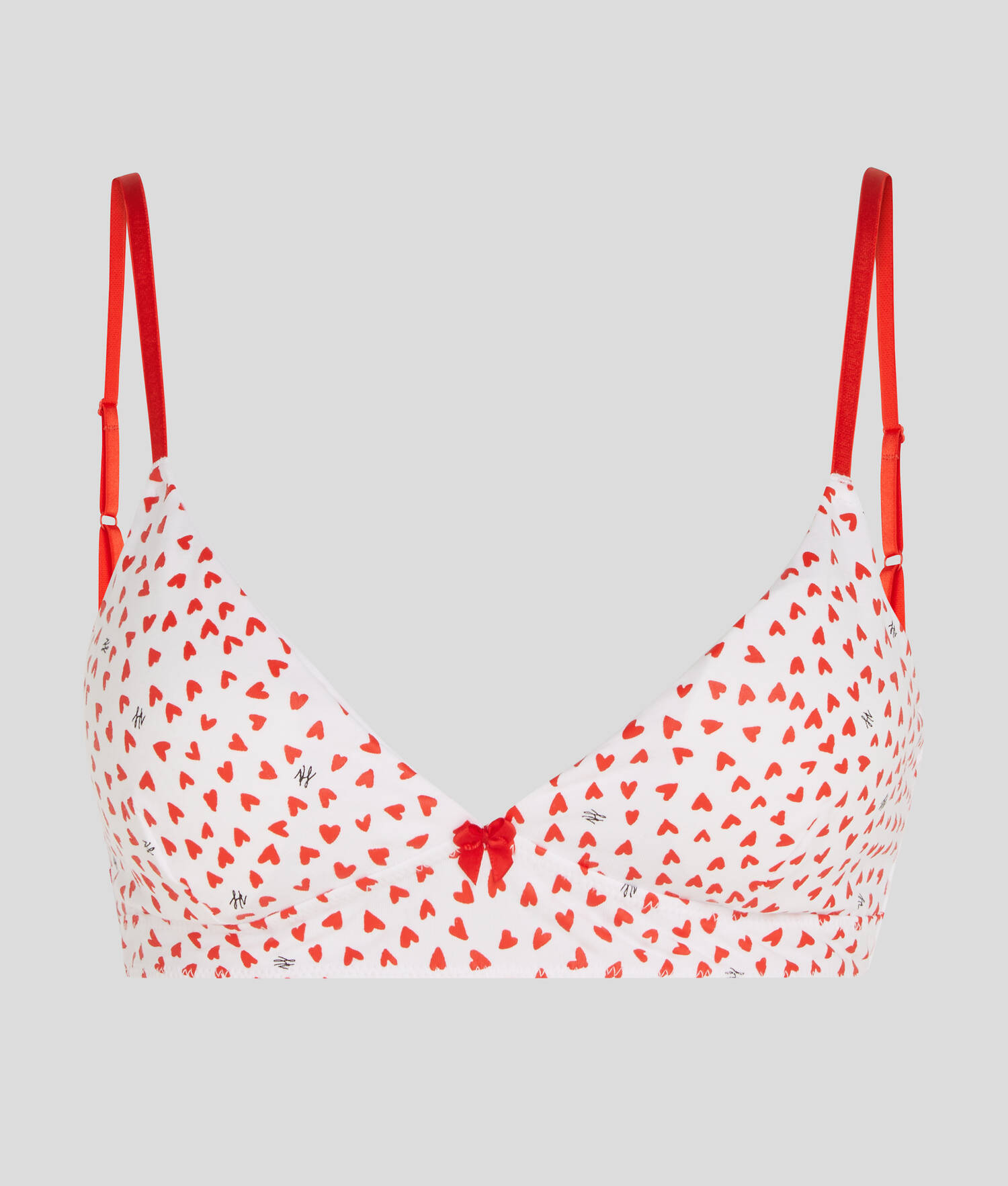 BRALETTE TRIANGLE K/HEART - Motif en forme de cœur sur toute la surface Blanc-Rouge