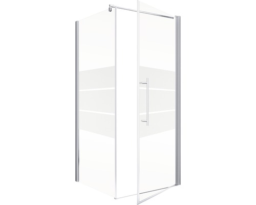 Douchedeur met zijpaneel en draaideur SCHULTE Alexa Style 2.0 ExpressPlus 90 x 90 cm, aluminium profiel, Depoli Light glasdecor, vuilafstotende glascoating