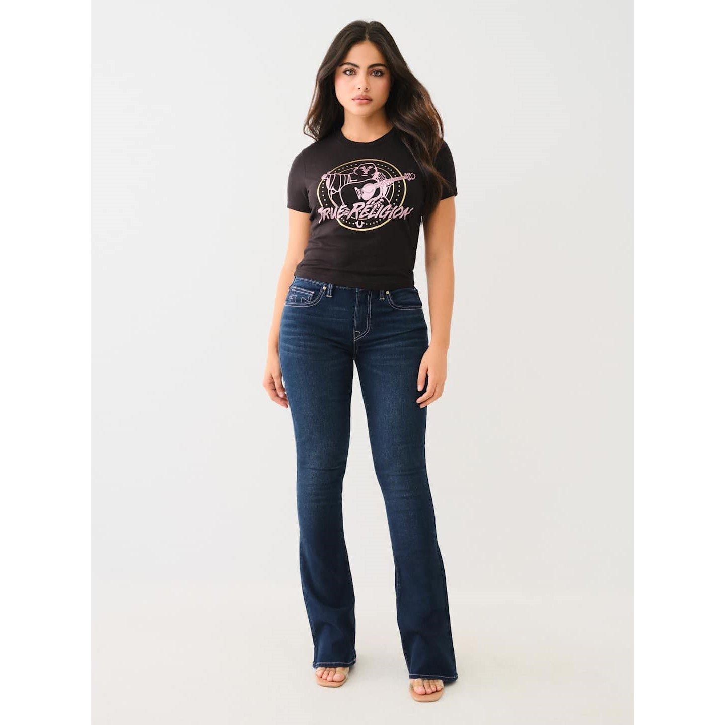 True Religion TR Crystal Retro Buddha Logo Baby T Shirt Womens