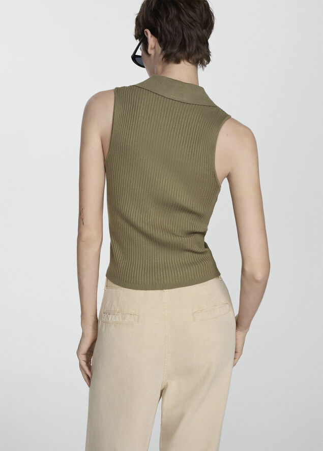 MANGO Buttoned knit top Beige - khaki