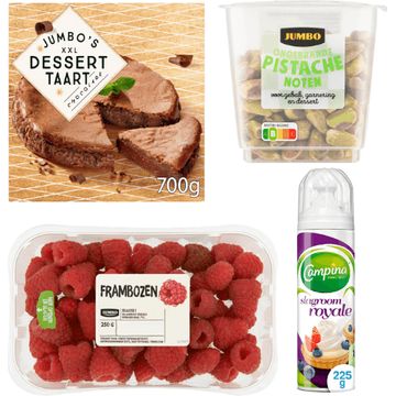 Chocolade kerstdessert, slagroom & frambozen (8 pers.)