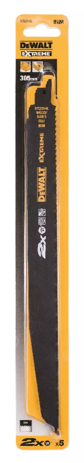 DeWALT DT2314L Reciprozaagblad - 305 x 4,2mm - Hout met spijkers (5st)