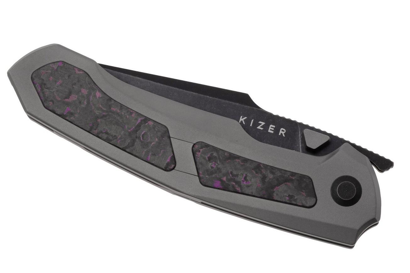 Kizer Feweed KI3694A1 Blackwashed CPM S35VN, Titanium Purple Haze Fat Carbon Inlay, zakmes