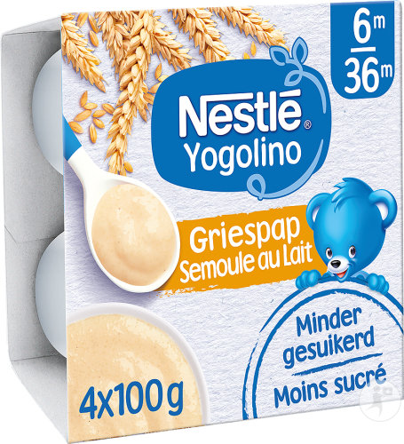 Nestlé Yogolino Semoule Au Lait Moins Sucré Bébés 6-36 Mois Pots 4x100g