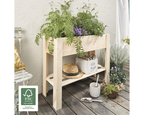 Verhoogd bed op palen Wagner System Green Box Light 83 x 34,5 x 70 cm naturel