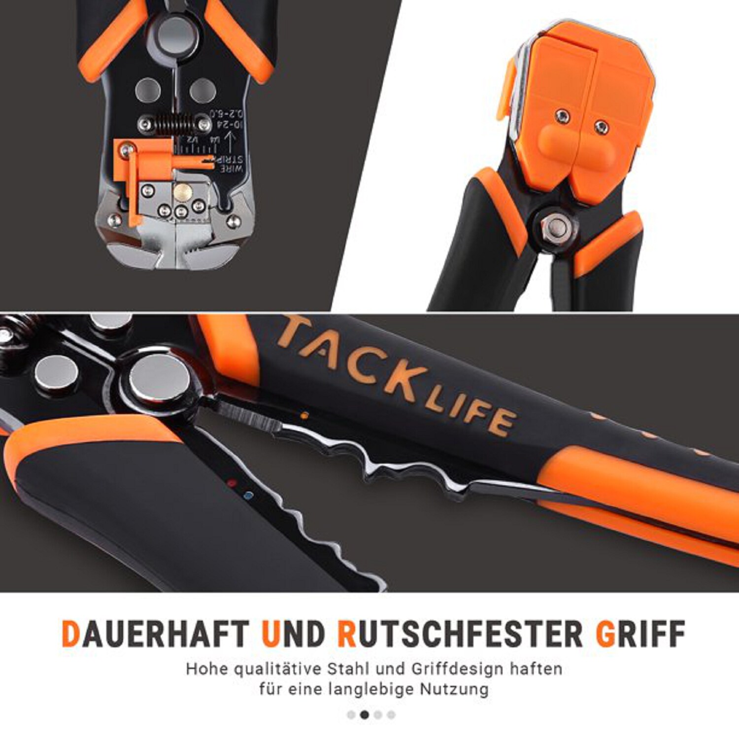 Tacklife MWS02, Abisolierzange, selbsteinstellende 8,4-Zoll-Kabelschneider-Crimper, 3-in-1-Multizange