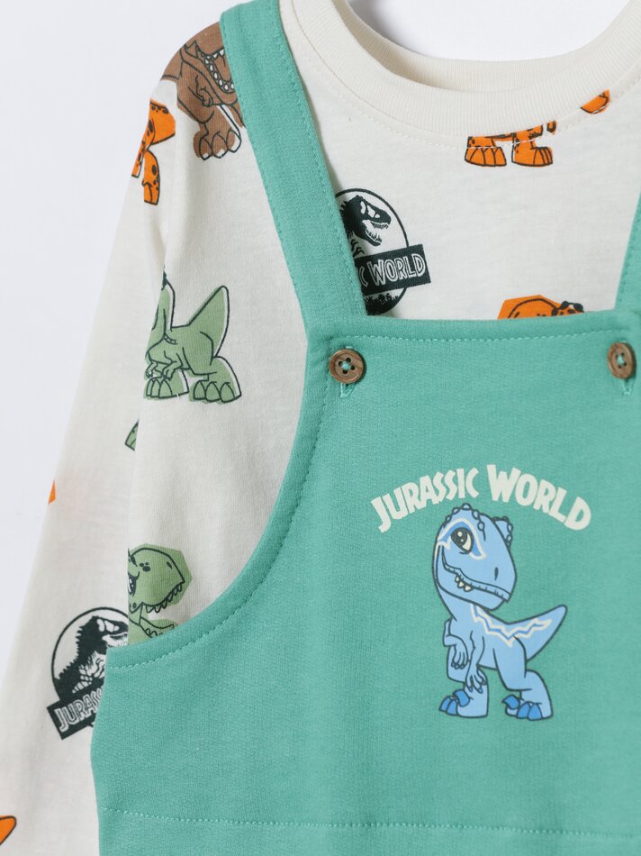 Conjunto de 2 peças: macacão e camiseta, JUnassic World Universal - Verde