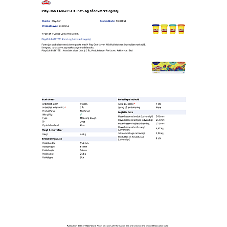 Play-Doh modellervoks 4-pak