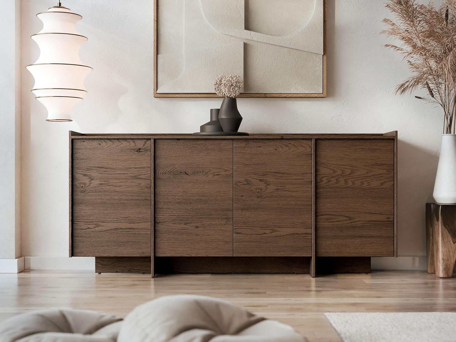 Mirjan24 Kommode Jundia K4D JA02 – Modernes Sideboard mit 4 Türen, 6 Innenfächern, grifflosem Öffnungssystem – Highboard/Anrichte/Mehrzweckschrank (Baltic Storm)