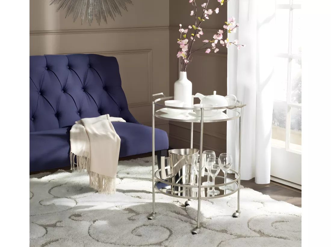 Chariot de bar Argent et miroir 51 X 65 X 76.2 cm - Valerie