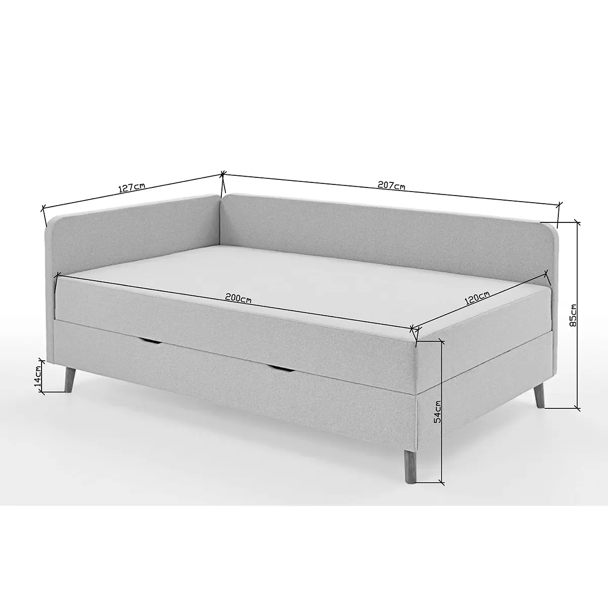 Polsterliege Cabana 120x200 Dunkelgrau