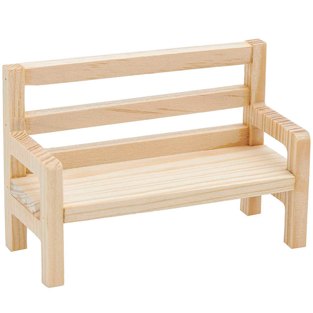 Miniatuur houten bank - 8 cm