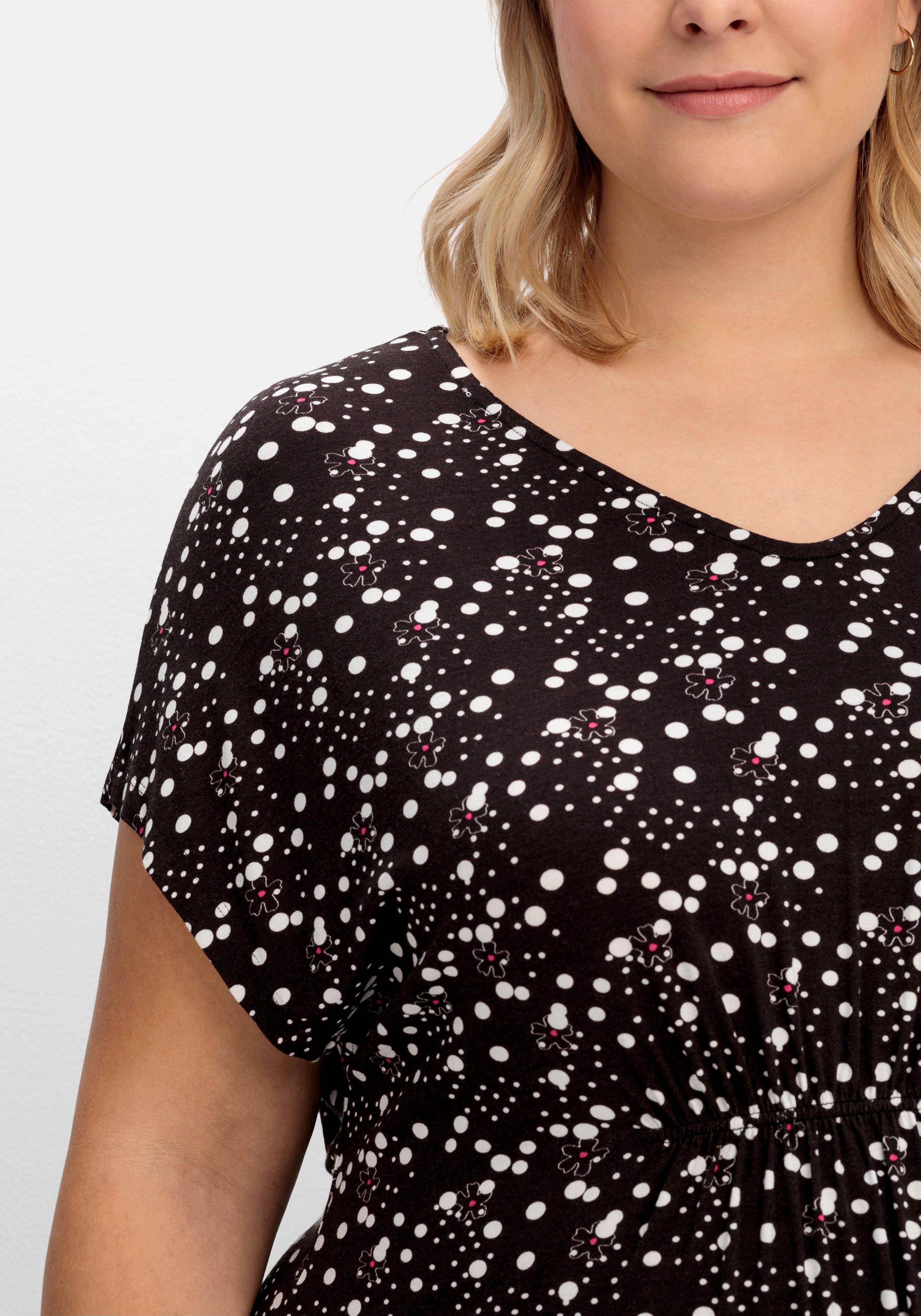 Jerseyshirt mit Alloverprint und V-Ausschnitt