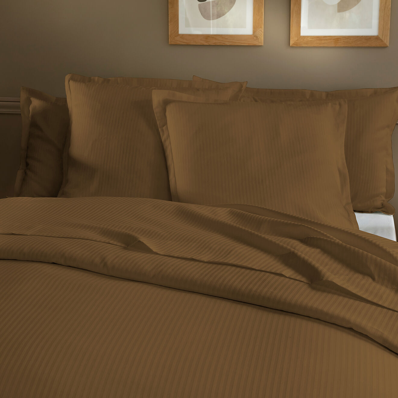 Perle de Coton Parure housse de couette en satin de coton Triomphe bronze