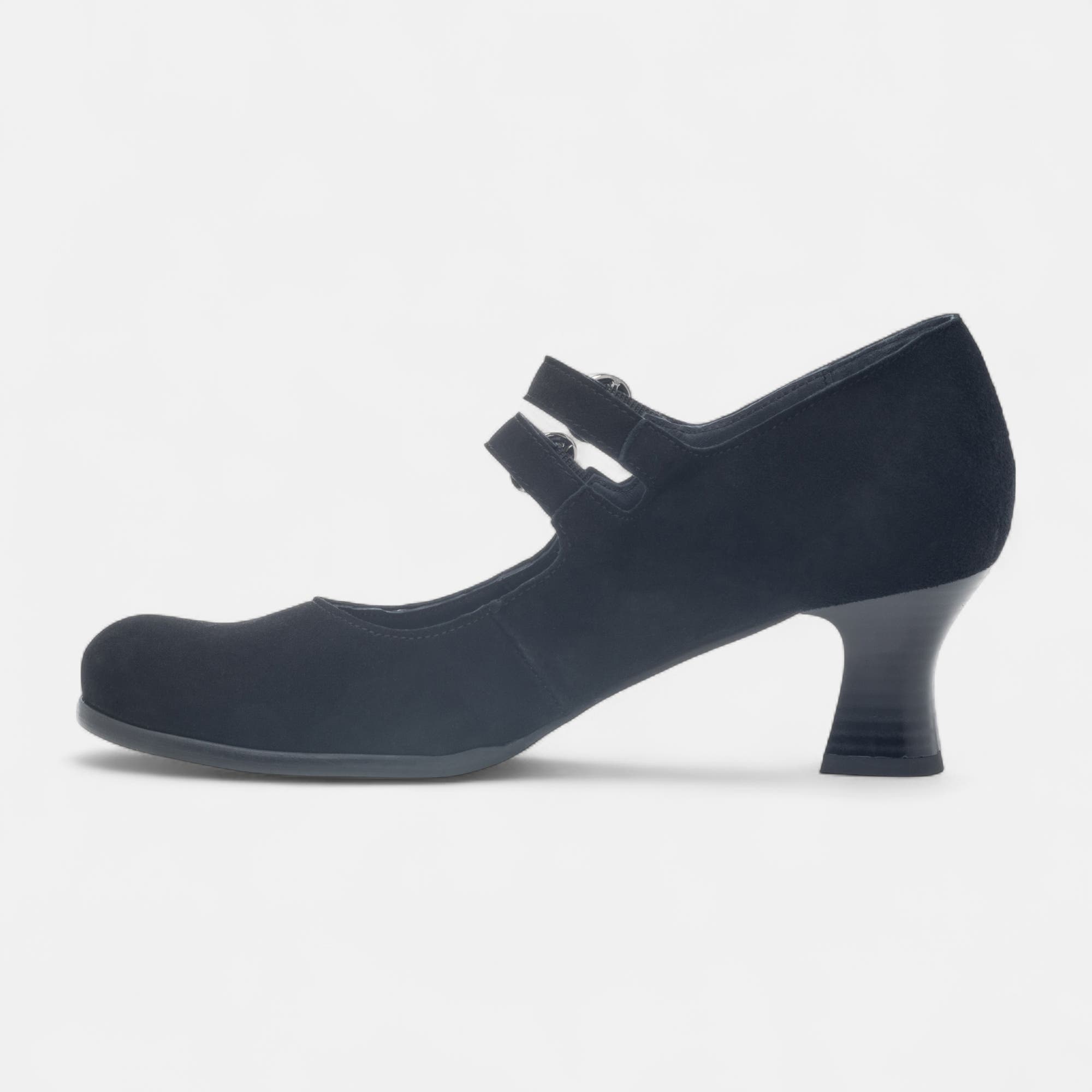 Babies à talon Femme en cuir noir
