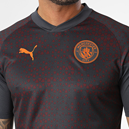 Maillot De Foot Slim Manchester City Training Gris Anthracite Bordeaux