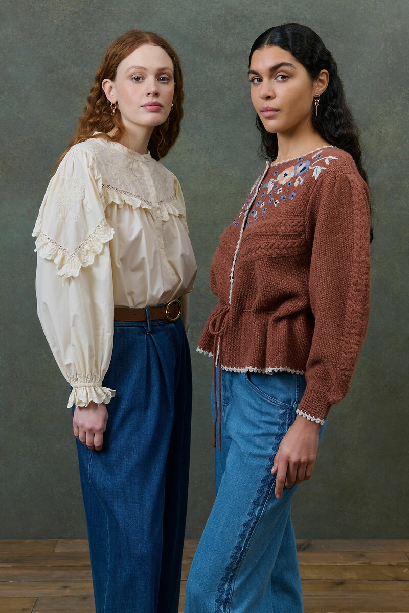 LOUISE MISHA<br>Cardigã com bordado e cordão, SANDYA