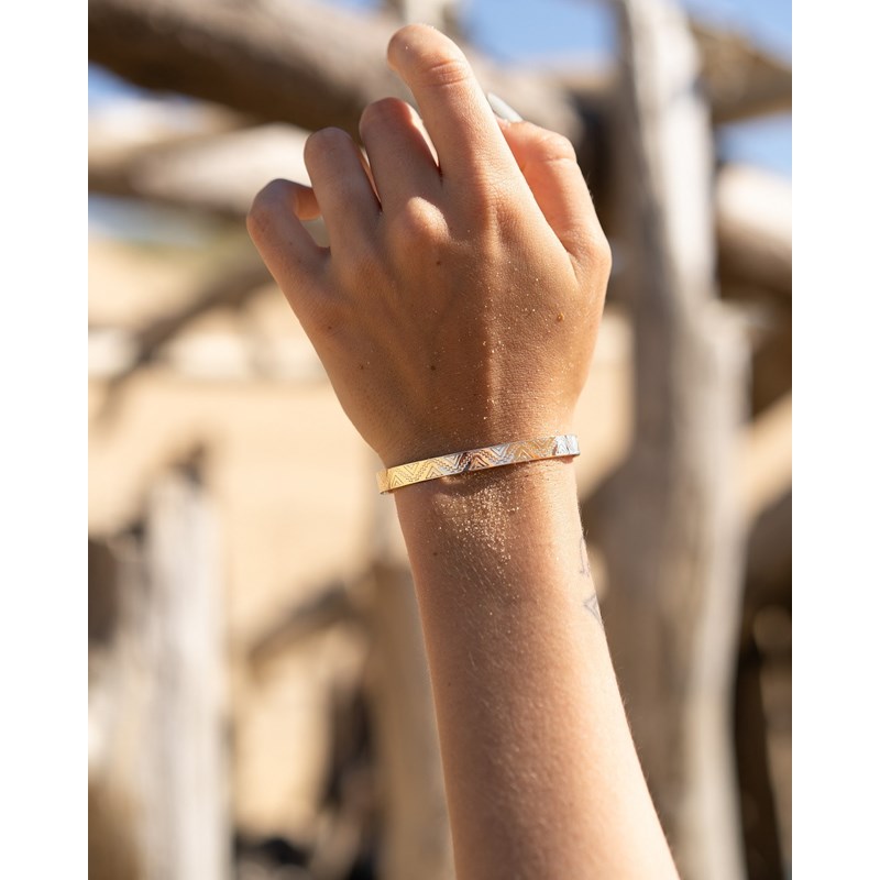 Jonc Bracelet Yucatan Plaqué Or Aztèque Maya Tendance