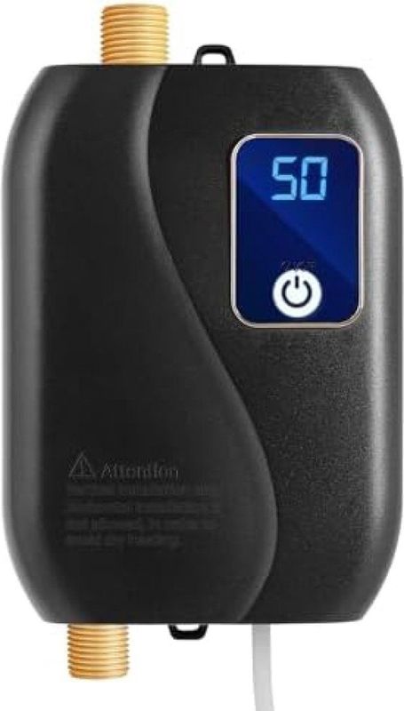 Mini Doorstroomboiler - Zwart - Elektrisch - 3500W - Compacte Drukvaste Ondertafelboiler met LED Temperatuurdisplay
