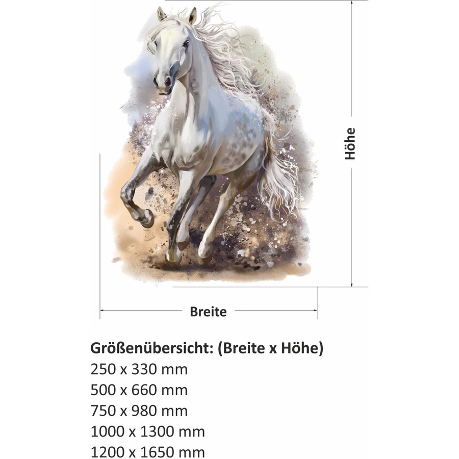 Nikima Wandtattoo 179 Pferd weiß - Mädchen Kinderzimmer Sticker in 5 vers. Größen bunt