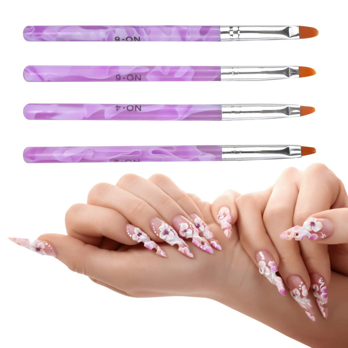(7-tlg Set) Nail Art Nageldesign UV / Acryl Gel Pinsel - Violett